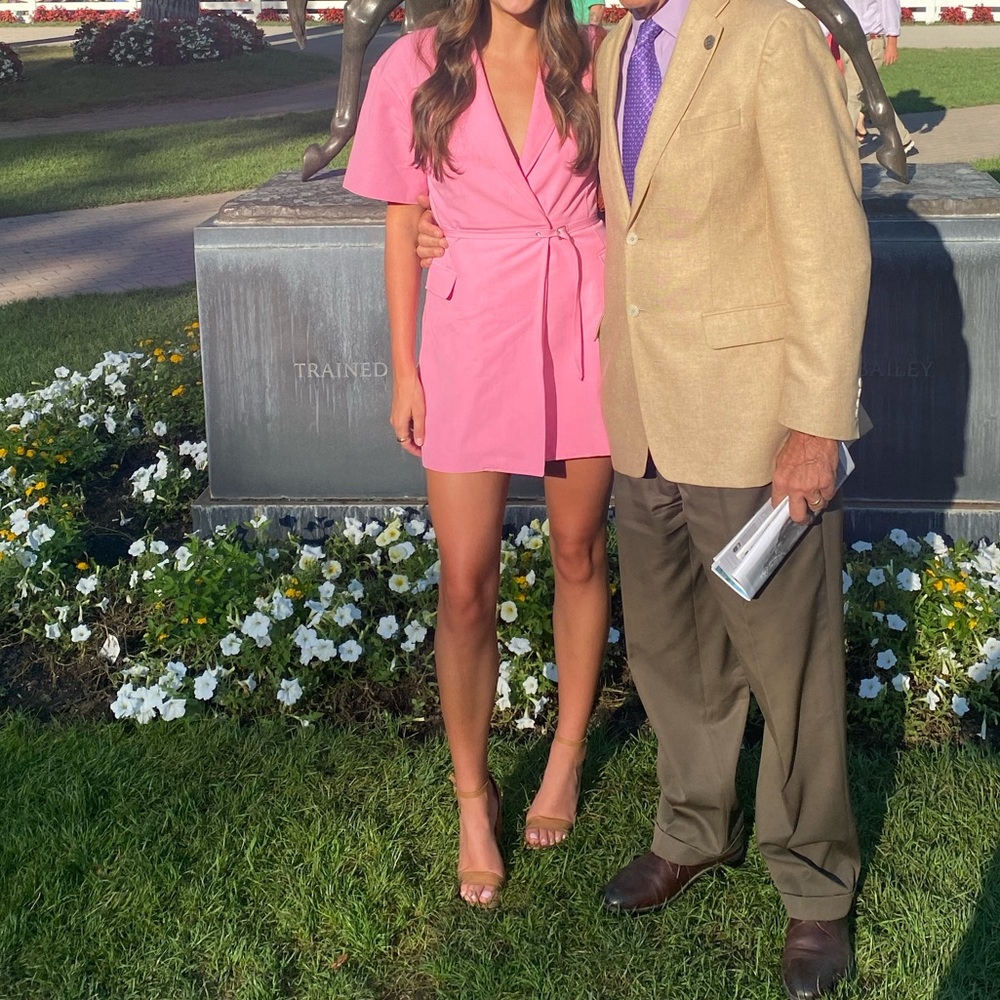 Pink mini blazer dress